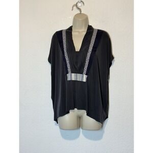 Anthropologie Akemi + Kin Small Gray Mixed Media Top Lagenlook Boho Oversized